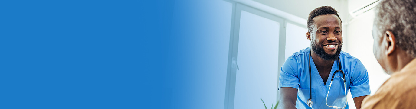 Health care worker with patient